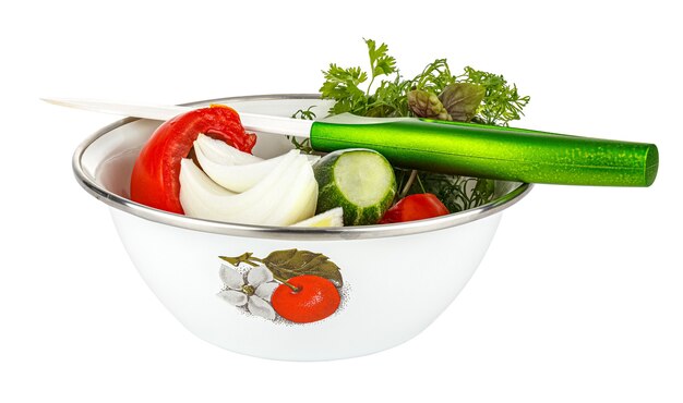 Šalát a kuchárske nástroje